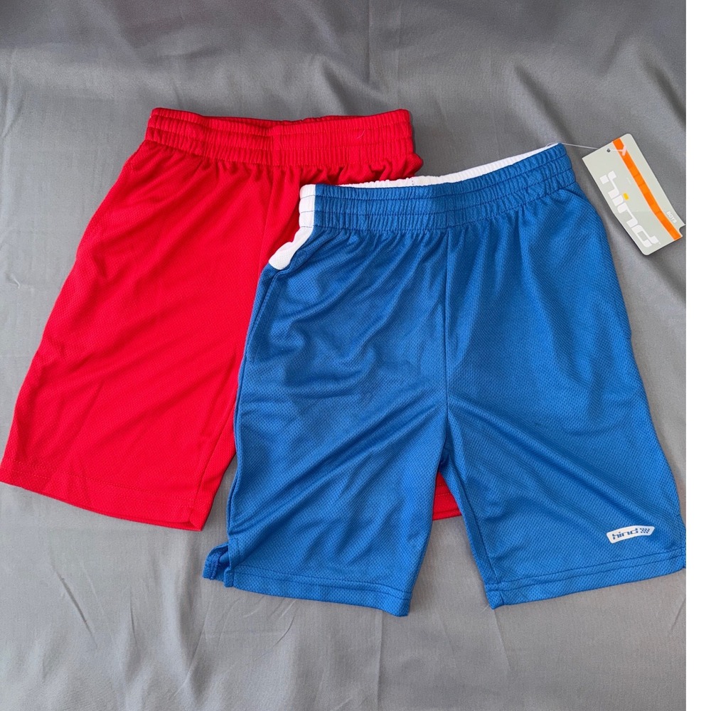 Hind Boys 2 Pack Mesh Athletic Shorts Red Blue Size Medium 5/6 NWT